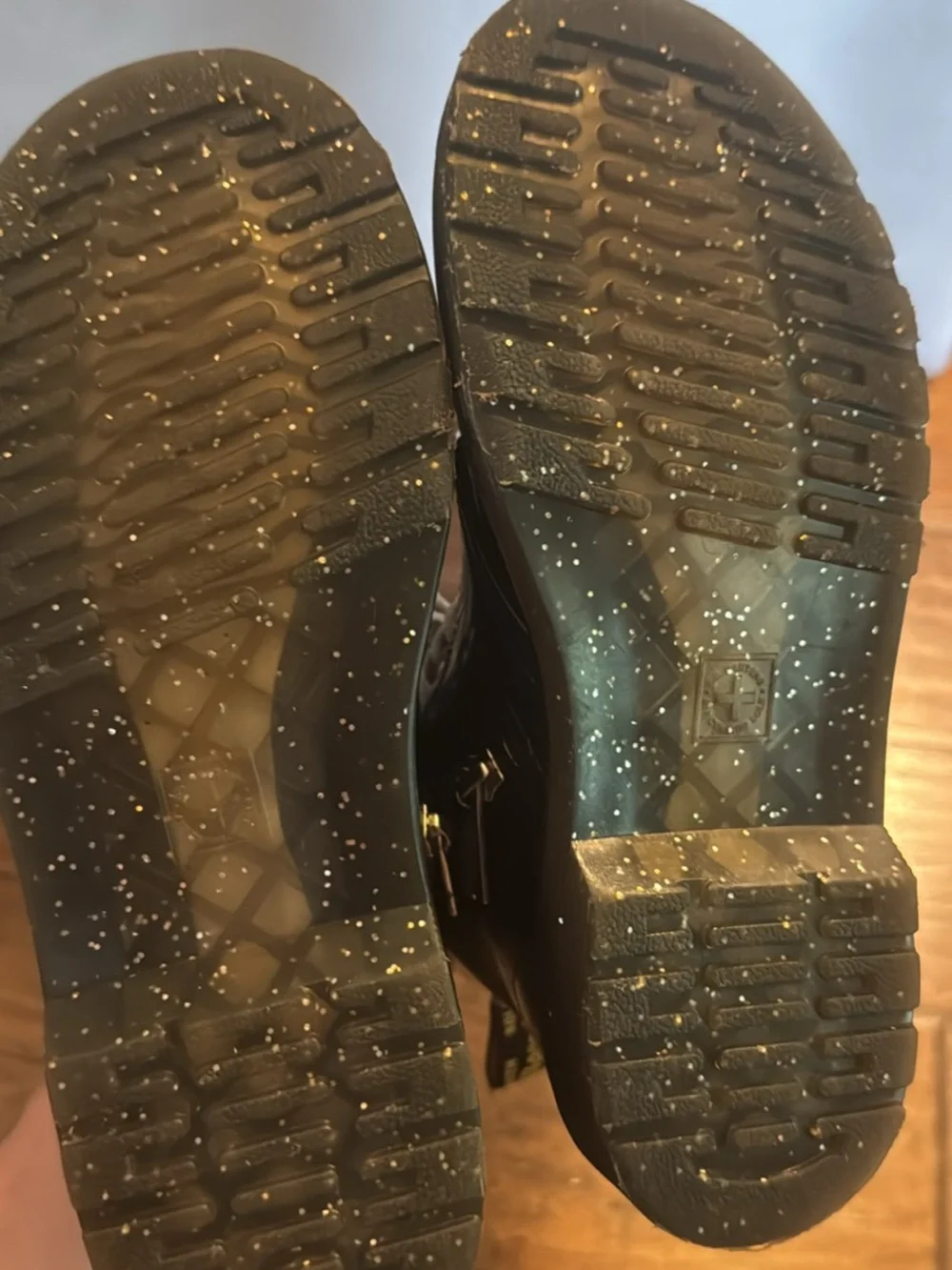 Dr. Martens Black Patent Leather Boots with Silver Laces